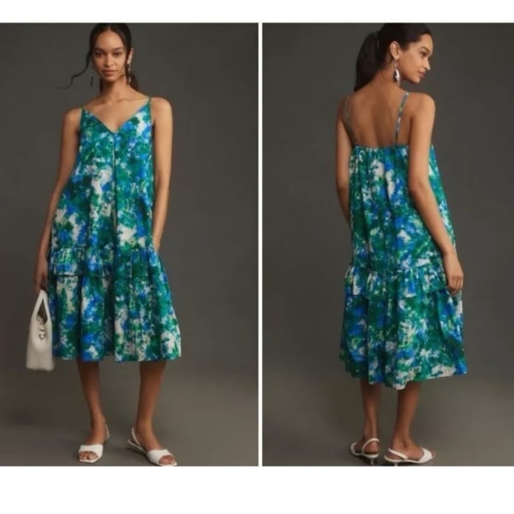 Corey Lynn Calter Vibrant Blue and Green Midi Dress